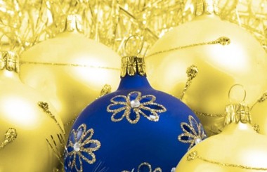 L'Agitateur Floral | image du Sapin Floqué Décoré Bleu et Or