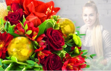 L'Agitateur Floral | image du Bouquet Surprise de Noël tons rouge et or