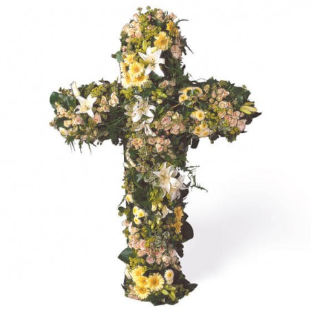 L'Agitateur Floral | image de la grande croix en fleurs pour un deuil Universel
