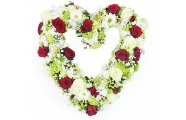 Image du Coeur de fleurs blanches & rouges "Achille" | L'Agitateur Floral